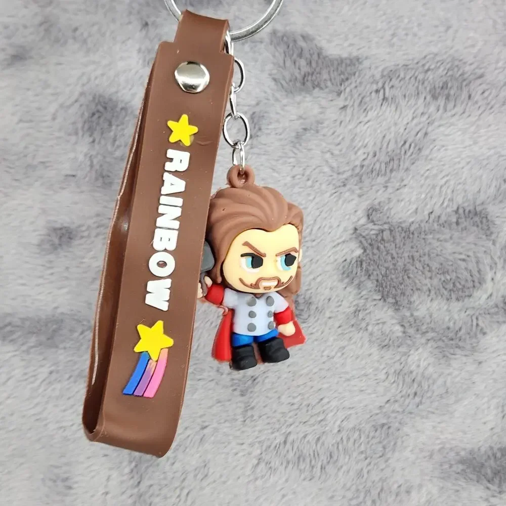 NEW Marvel Avengers Thor Superhero Figure Keychain & Strap Bag Charm PVC keyring